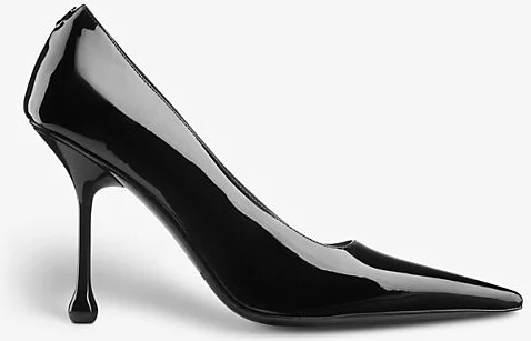 Womens Black Ixia Tonal-Stitching Leather Heeled Courts 11