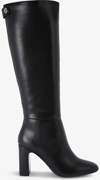 Womens Black Jackpot Block-Heel Faux-Leather Knee-High Boots Eur 36 / 3 Uk Women