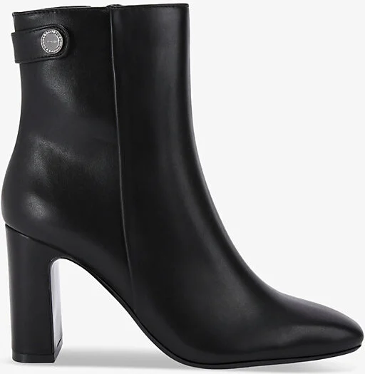 Womens Black Jackpot Logo-Embellished Heeled Leather Ankle Boots Eur 37 / 4 Uk Women