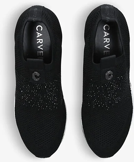 Womens Black Janeiro 2 Crystal-Embellished Knitted Trainers Eur 38/5 Uk Women - Image 2