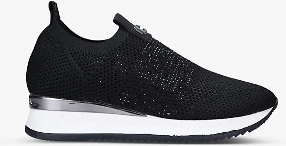 Womens Black Janeiro 2 Crystal-Embellished Knitted Trainers Eur 38/5 Uk Women
