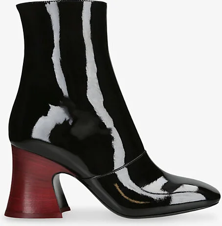 Womens Black Janis Patent-Leather Heeled Ankle Boots Eur 41 / 8 Uk Women