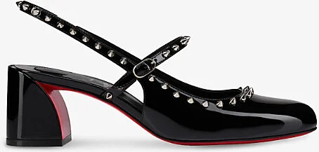 Womens Black Janispikes 55 Patent-Leather Heeled Courts Eur 40 / 7 Uk Women