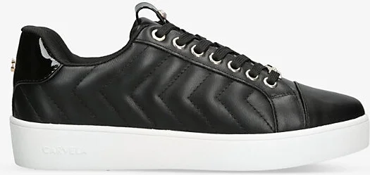 Womens Black Joyful Quilted Low-Top Faux-Leather Trainers Eur 39 / 6 Uk Women