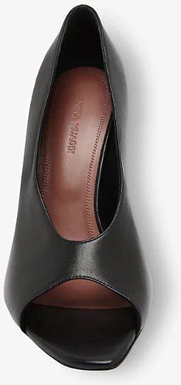 Womens Black Julianne Peep-Toe Leather Pumps Eur 37 / 4 Uk Women - Image 2