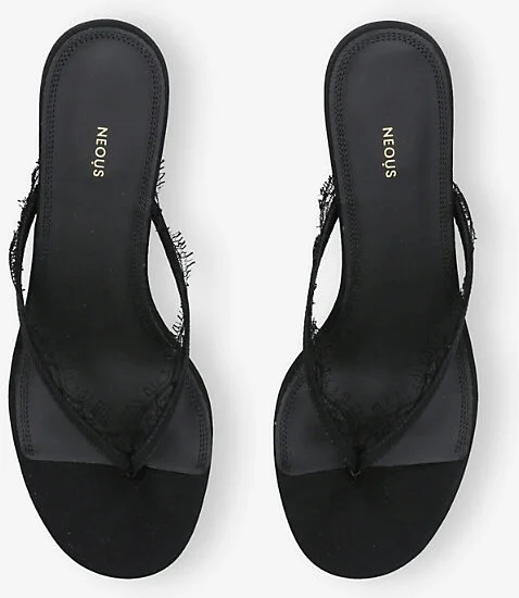 Womens Black Kalliope Lace-Trim Heeled Sandals Eur 39 / 6 Uk Women - Image 2