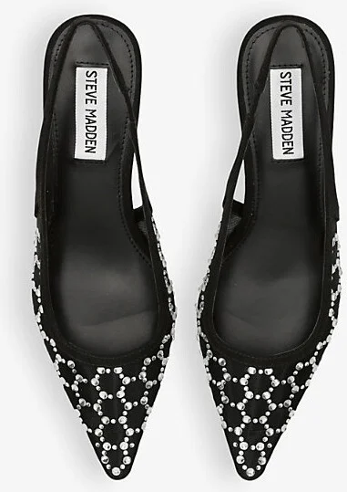 Womens Black Kari-Mr Rhinestone-Embellished Mesh Slingback Courts Eur 41 / 8 Uk Women - Image 2