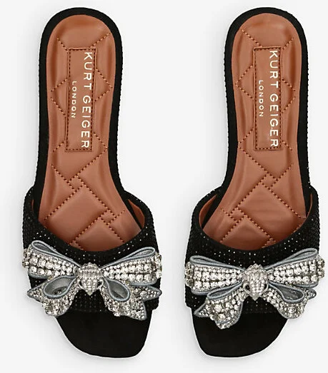Womens Black Kensington Bow-Embellished Velvet Sandals Eur 38/5 Uk Women - Image 2
