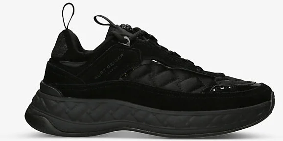Womens Black Kensington Eagle-Head Embellished Suede Low-Top Trainers Eur 37 / 4 Uk Women