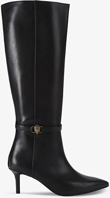 Womens Black Kensington Flexi Leather Heeled Knee-High Boots Eur 39 / 6 Uk Women
