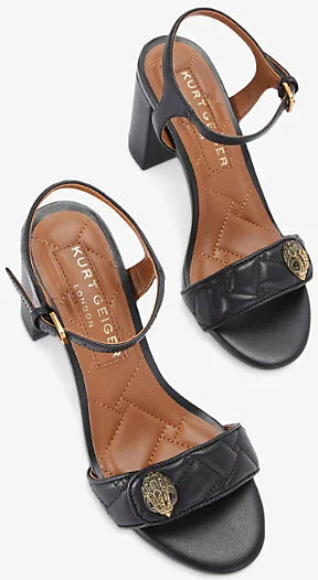 Womens Black Kensington Langley 75 Quilted Leather Heeled Sandals Eur 39 / 6 Uk Women - Image 2