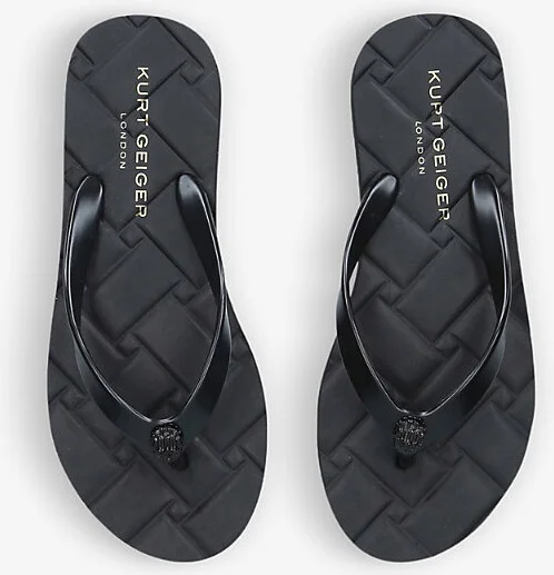 Womens Black Kensington Q Two-Post Rubber Flip Flops Eur 39 / 6 Uk Women - Image 2