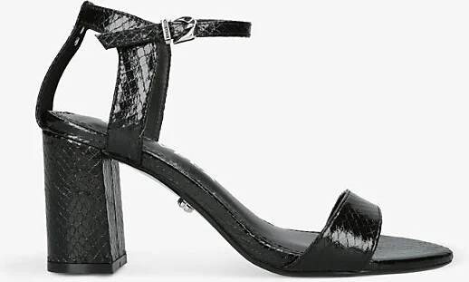 Womens Black Kiki Croc-Embossed Woven Heeled Sandals Eur 38/5 Uk Women