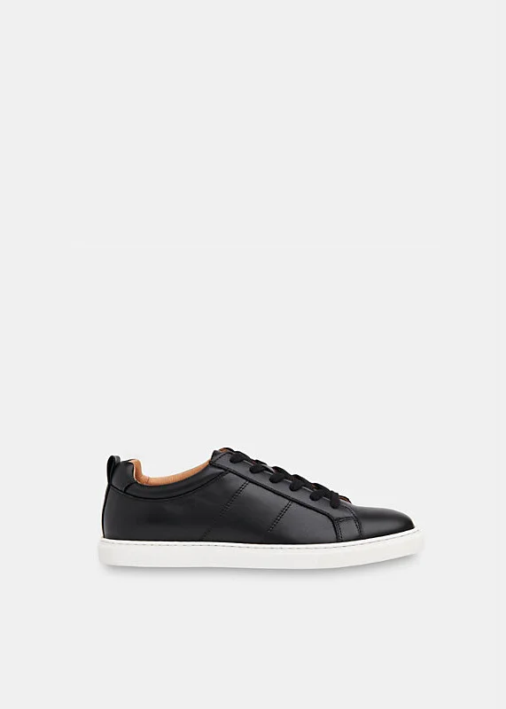 Womens Black Koki Lace-Up Low-Top Leather Trainers Eur 38/5 Uk Women