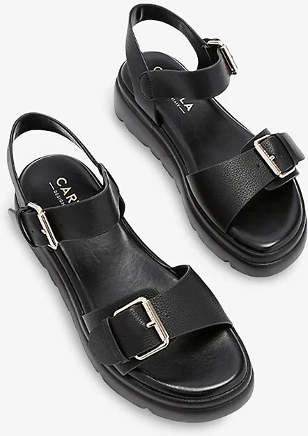 Womens Black Krypton Buckled Faux-Leather Sandals Eur 38/5 Uk Women - Image 2