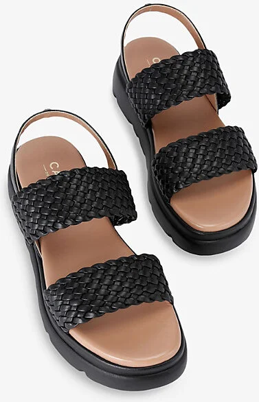 Womens Black Krypton Metallic Woven-Strap Leather Sandals Eur 37 / 4 Uk Women - Image 2