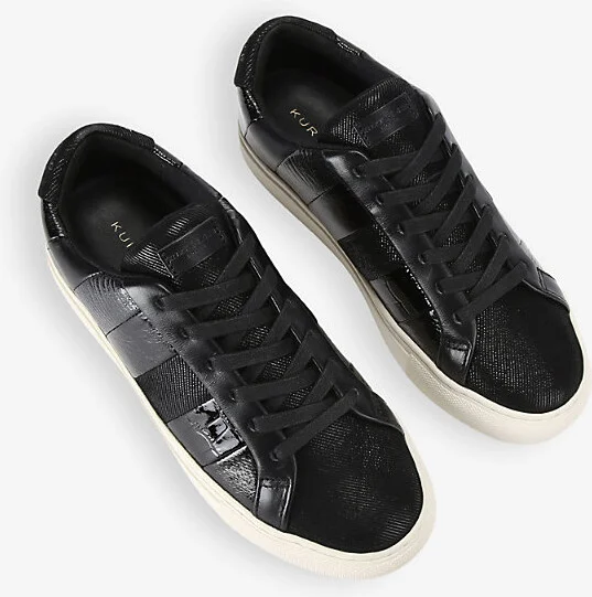 Womens Black Lane Stripe Leather Low-Top Trainers Eur 39 / 6 Uk Women - Image 2