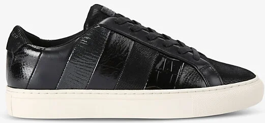 Womens Black Lane Stripe Leather Low-Top Trainers Eur 39 / 6 Uk Women