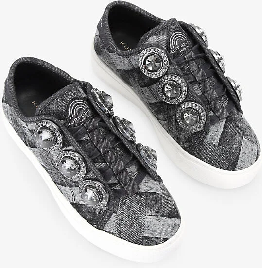 Womens Black Laney Octavia Jewel-Embellished Denim Low-Top Trainers Eur 37 / 4 Uk Women - Image 2