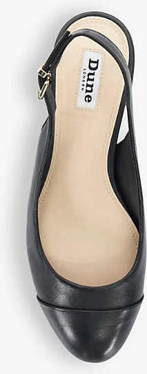 Womens Black-Leather Casing Sling-Back Heeled Leather Ballet Flats Eur 39 / 6 Uk Women - Image 2