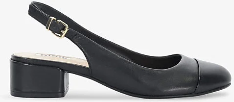 Womens Black-Leather Casing Sling-Back Heeled Leather Ballet Flats Eur 39 / 6 Uk Women