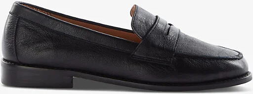 Womens Black-Leather Ginelli Leather Penny Loafer Eur 37 / 4 Uk Women
