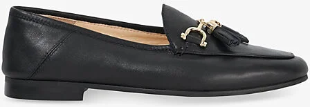Womens Black Leather Greysons Tassle-Trim Leather Loafers Eur 41 / 8 Uk Women