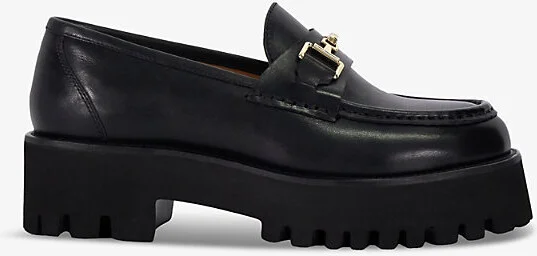 Womens Black Leather Groundbreaking Snaffle-Chain Leather Loafers Eur 36 / 3 Uk Women