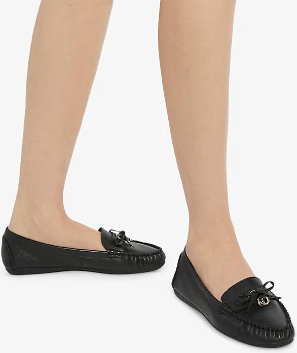 Womens Black Leather Grovers Bow-Embellished Leather Loafers Eur 40 / 7 Uk Women - Image 2