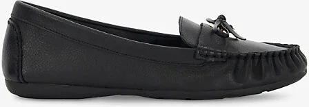 Womens Black Leather Grovers Bow-Embellished Leather Loafers Eur 40 / 7 Uk Women