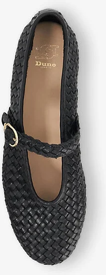 Womens Black Leather Headline Mary-Jane Woven Leather Ballet Flats Eur 36 / 3 Uk Women - Image 2