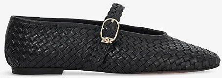 Womens Black Leather Headline Mary-Jane Woven Leather Ballet Flats Eur 36 / 3 Uk Women