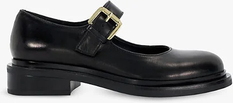 Womens Black Leather Huckle Mary-Jane Heeled Leather Pumps Eur 41 / 8 Uk Women