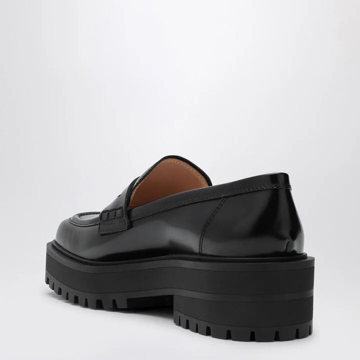 Women's Black Leather Loafer - Image 2