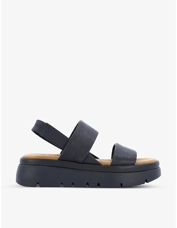 Womens Black-Leather Location Padded Leather Flatform Sandals Eur 39 / 6 Uk Women