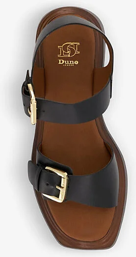 Womens Black-Leather Loells Square-Toe Leather Platform Sandals Eur 40 / 7 Uk Women - Image 2