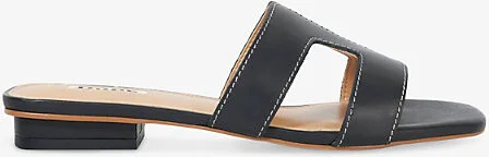 Womens Black Leather Loupe Wide-Fit Smart Slider Leather Sandals Eur 36 / 3 Uk Women