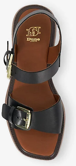 Womens Black Leather Luno Buckle-Strap Leather Flatform Sandals Eur 39 / 6 Uk Women - Image 2
