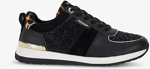 Womens Black Leather Mix Ego Runner Contrast-Panel Leather Low-Top Trainers Eur 38/5 Uk Women