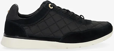 Womens Black Leather Mix Everglow Quilted Low-Top Leather Trainers Eur 38/5 Uk Women
