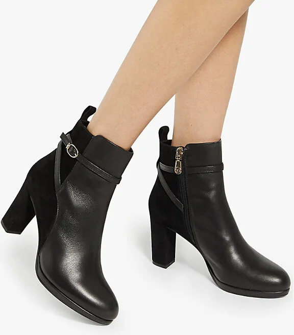 Womens Black Leather Mix Ottara Branded-Buckle Leather Ankle Boot Eur 36 / 3 Uk Women - Image 2