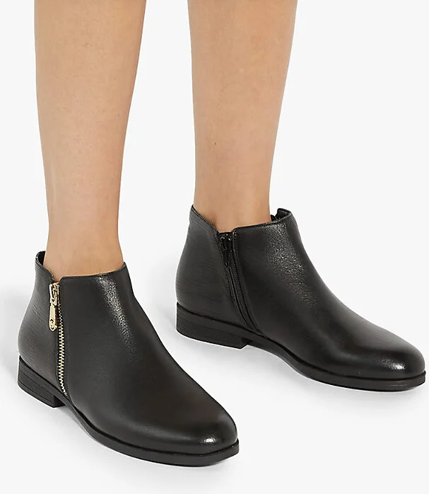 Womens Black Leather Mix Pandias Mock-Croc Leather Ankle Boots Eur 38/5 Uk Women - Image 2