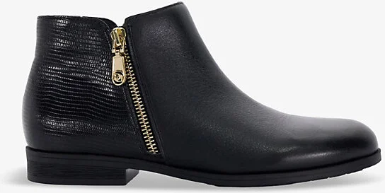 Womens Black Leather Mix Pandias Mock-Croc Leather Ankle Boots Eur 38/5 Uk Women