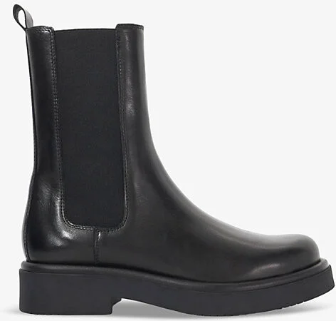 Womens Black Leather Palmo Chunky-Sole Flat Leather Chelsea Boots Eur 41 / 8 Uk Women