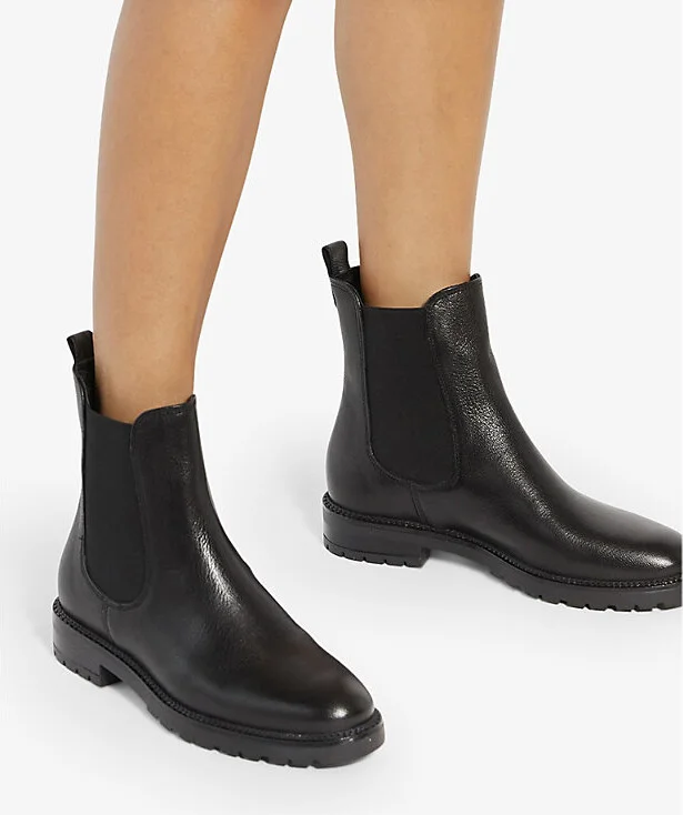 Womens Black Leather Poema Cleated-Sole Leather Chelsea Boots Eur 37 / 4 Uk Women - Image 2