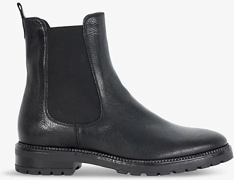 Womens Black Leather Poema Cleated-Sole Leather Chelsea Boots Eur 37 / 4 Uk Women