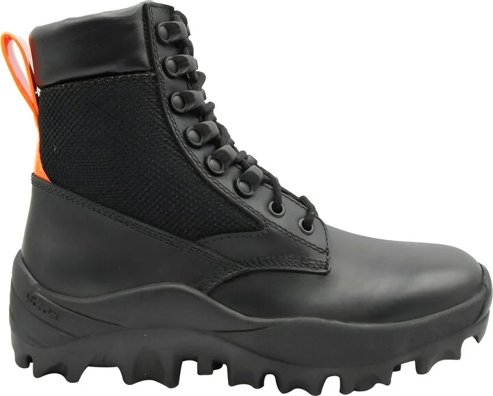 Women's Black Leather Reflective Patch With Orange Pull Boots (37 EU / 7 US) - Image 2