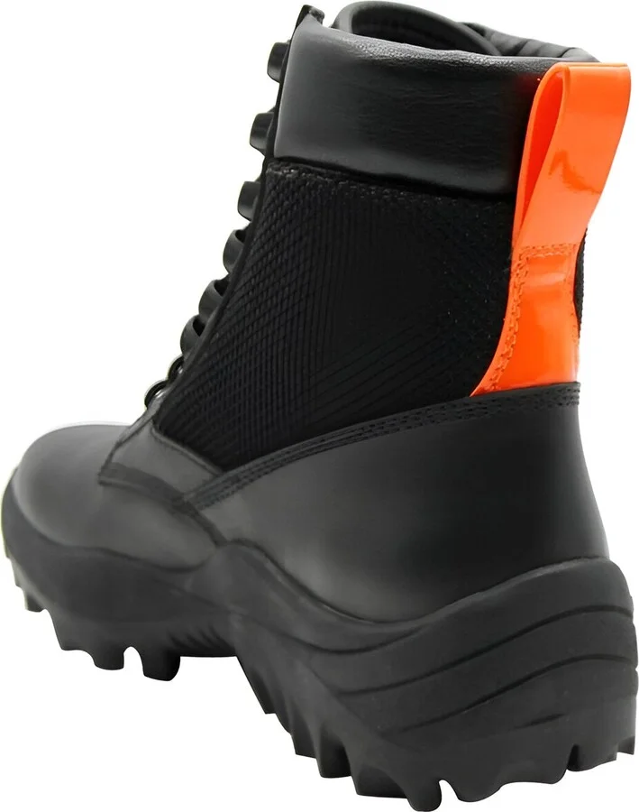 Women's Black Leather Reflective Patch With Orange Pull Boots (37 EU / 7 US) - Image 4