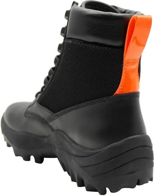 Women's Black Leather Reflective Patch With Orange Pull Boots MES9ARA81BK (37 EU / 7 US) - Image 5