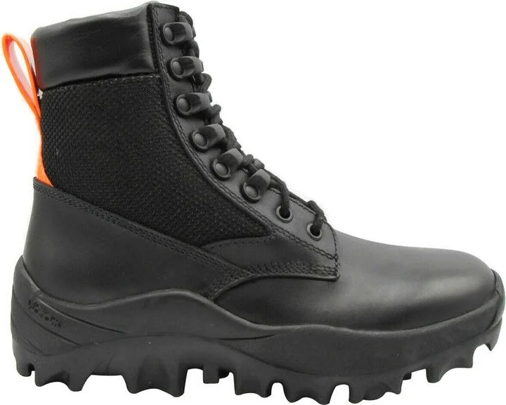 Women's Black Leather Reflective Patch With Orange Pull Boots MES9ARA81BK - Image 2
